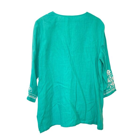 Charter Club Tunic Top Womens XL 100% Linen Embellished Vaca Lagenlook NWOT - Picture 2 of 13